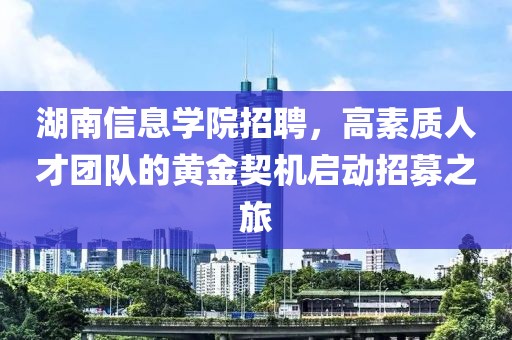 湖南信息学院招聘，高素质人才团队的黄金契机启动招募之旅