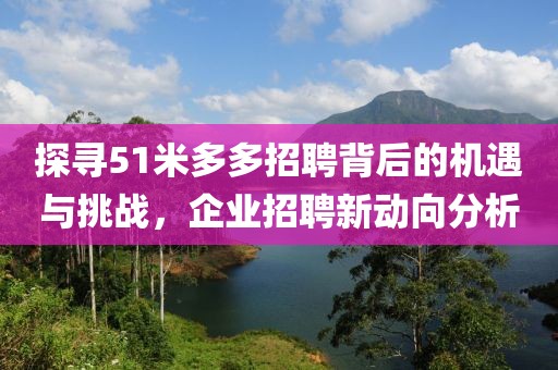 探寻51米多多招聘背后的机遇与挑战，企业招聘新动向分析